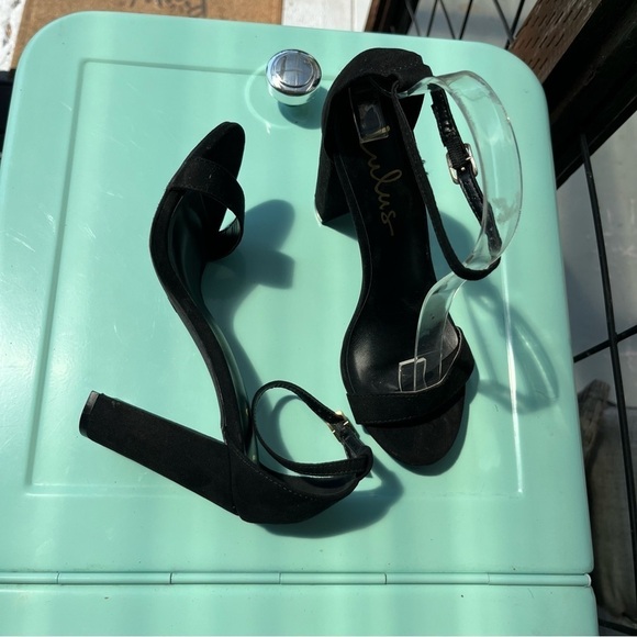 Lulu’s Taylor Black Vegan Suede Ankle Strap High Heel Sandals 6.5 - Picture 6 of 9